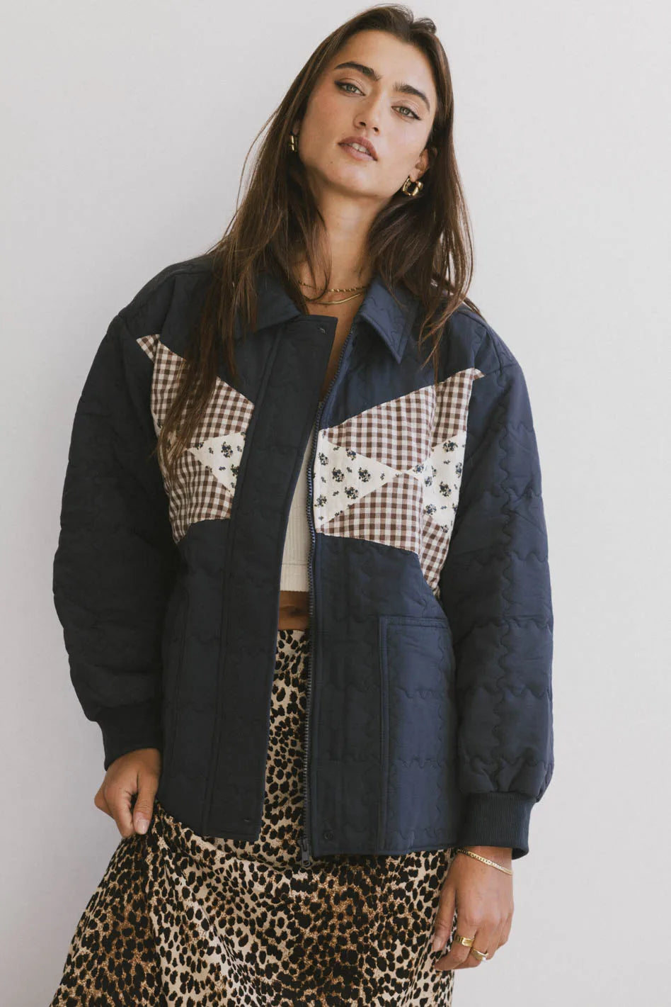 outdoor adventure coatKarlie Quilted Jacket in Navy