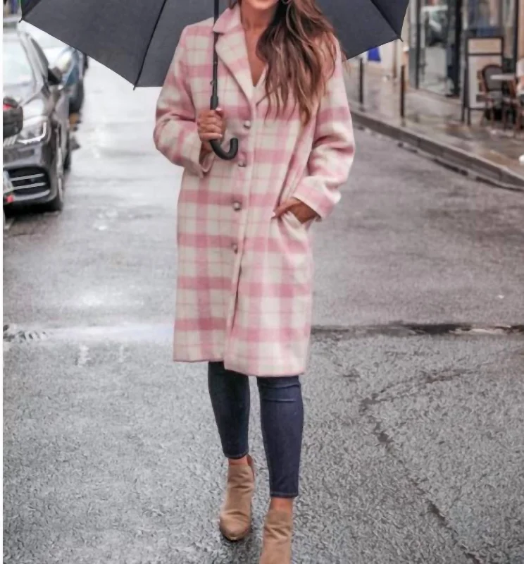 Cover Girl Plaid Coat In Pink