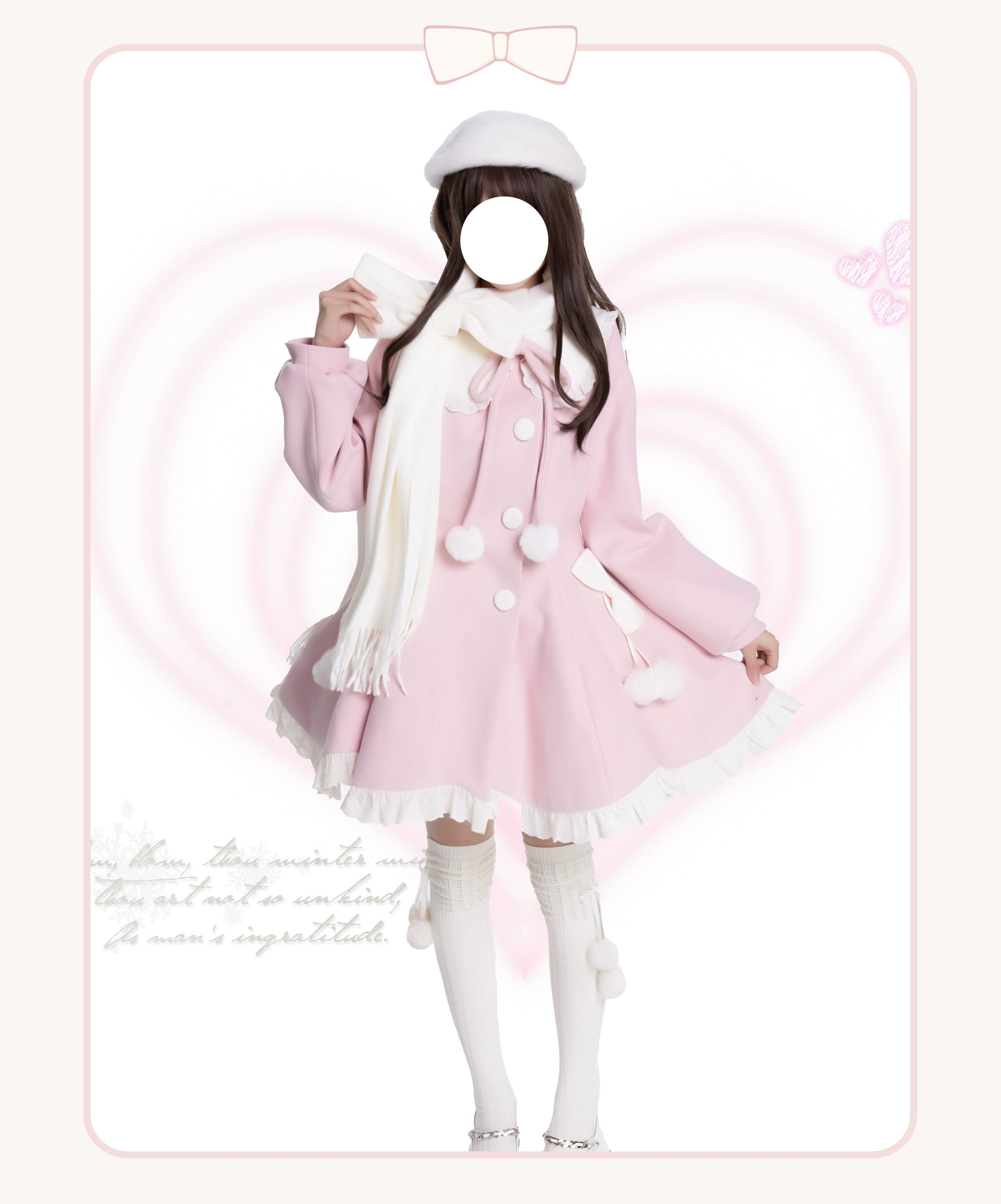 warm trench coatPlatycodon House~Winter Love Song~Winter Sweet Lolita Coat Korean Style Overcoat Bow Scarf