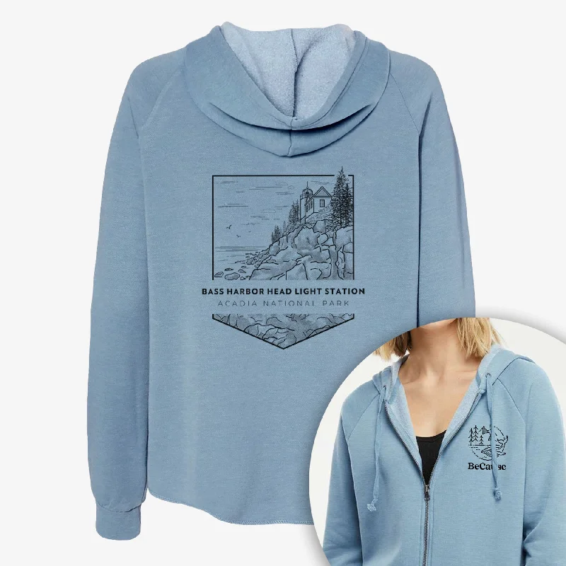 loose fit athletic hoodieBass Harbor Head Light Station - Acadia National Park - Women's Cali Wave Zip-Up Sweatshirt