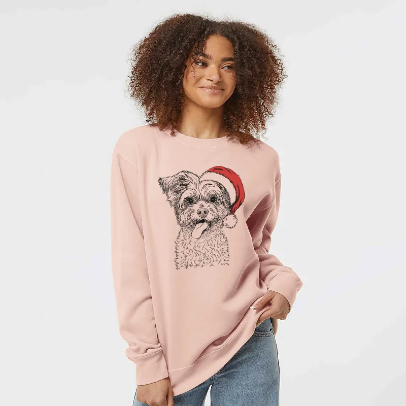 sporty casual hoodieSanta Sweetie the Terrier Mix - Unisex Pigment Dyed Crew Sweatshirt