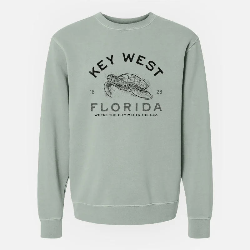 activewear hoodieKey West Florida Sea Turtle - Unisex Pigment Dyed Crew Sweatshirt