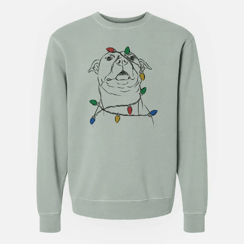 urban activewear hoodieChristmas Lights Zada the Pitbull - Unisex Pigment Dyed Crew Sweatshirt