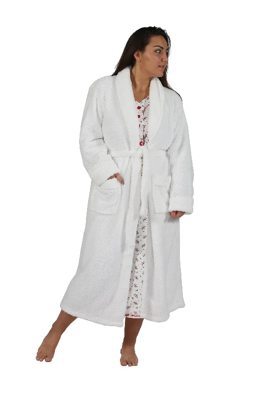 pleated dressLa Cera Textured Full Length Fleece Bath Robe - Plus Size